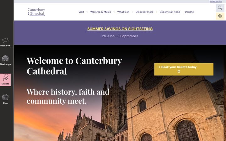 Screenshot von canterbury-cathedral.org