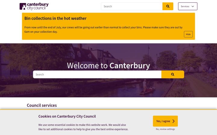 Screenshot of canterbury.gov.uk