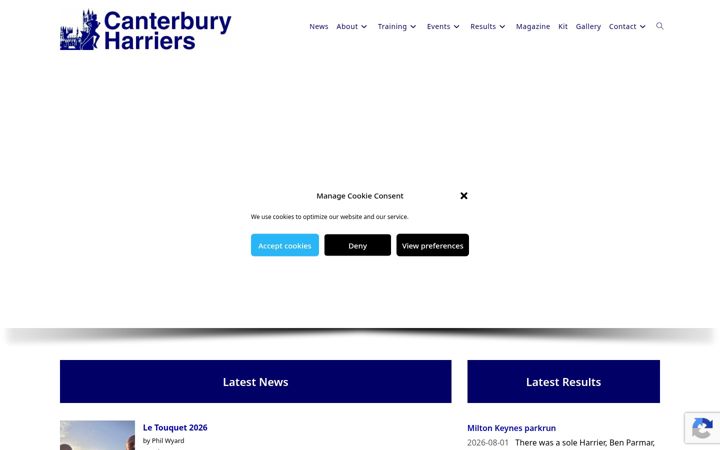Screenshot of canterburyharriers.org