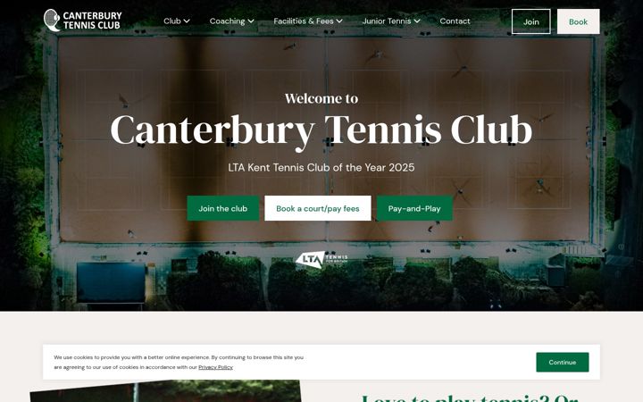 Screenshot of canterburytennisclub.co.uk