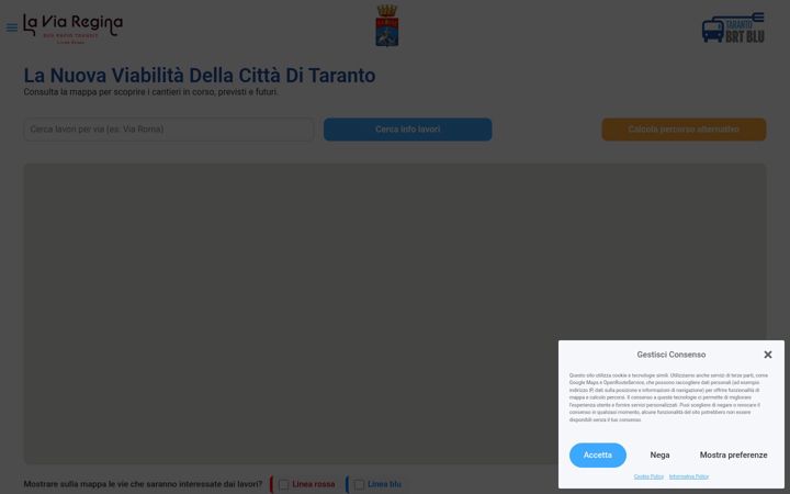 Screenshot of cantieretrasparentebrt.taranto.it