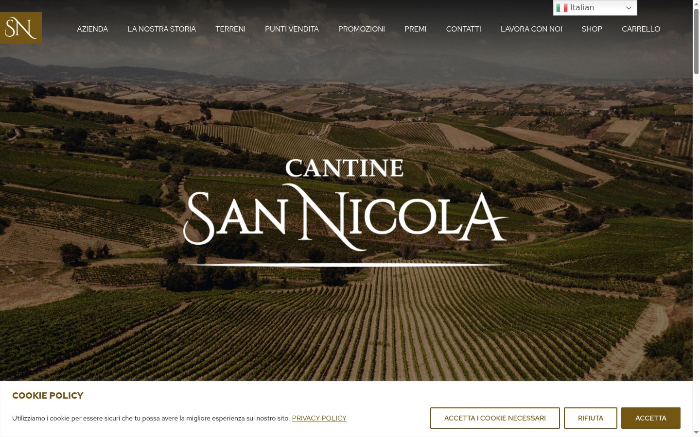 Screenshot del banner di consenso mostrato prima di qualsiasi interazione