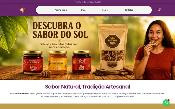 Screenshot stránky cantinhodosol.com.br