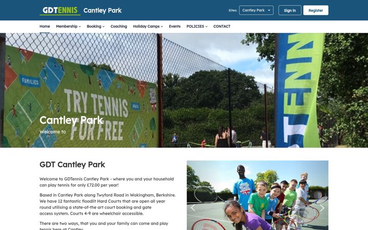 Screenshot of cantleyparktennis.co.uk