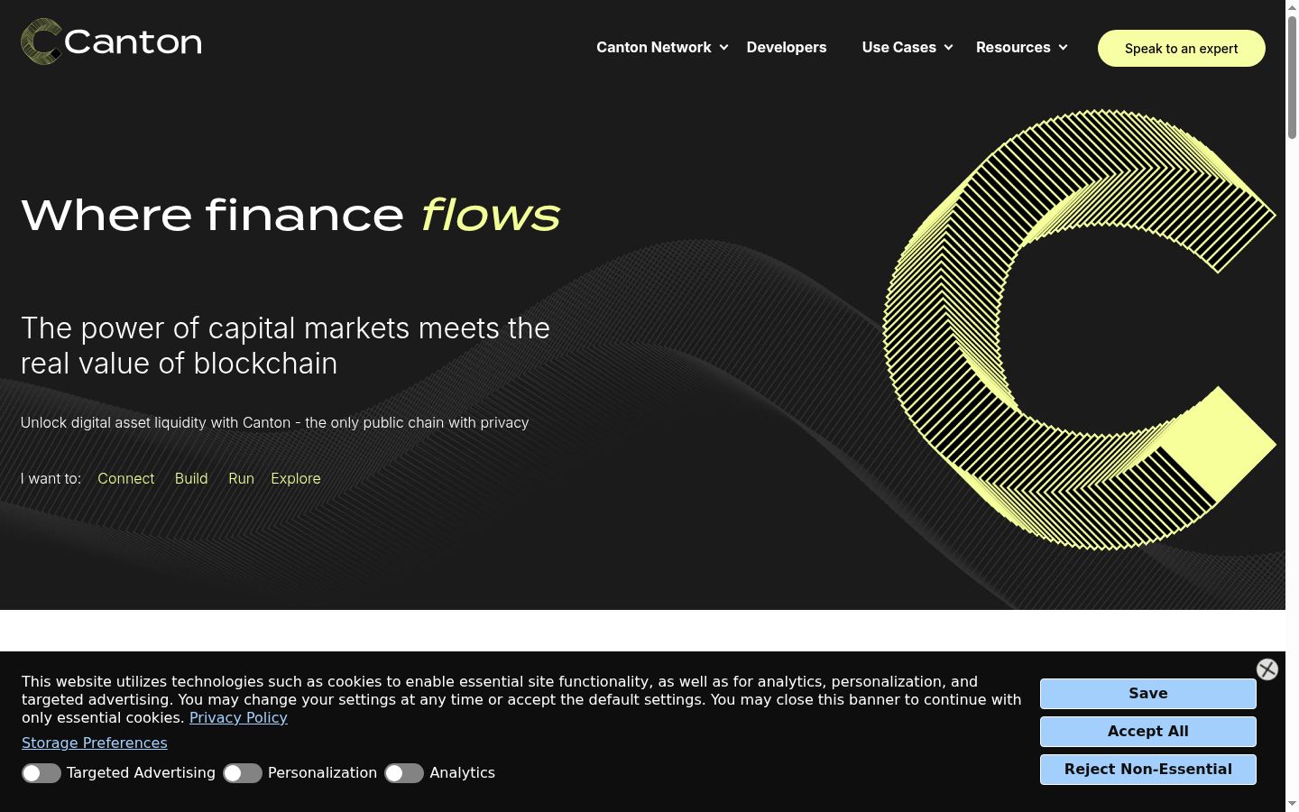 Screenshot of the consent banner shown before any interaction