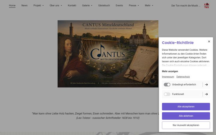 Screenshot of cantus-mitteldeutschland.de