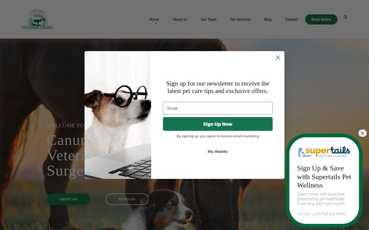 Captură de ecran a canungravet.com.au