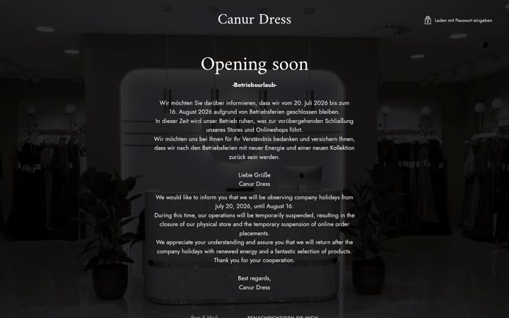Screenshot του canur-dress.de