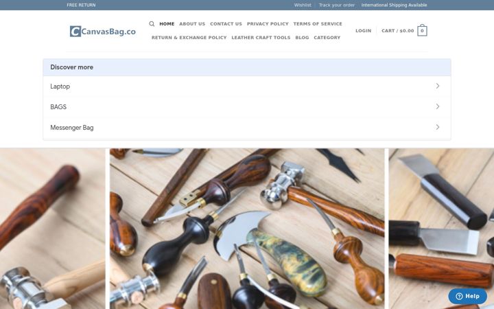 Snímek obrazovky canvasbag.co