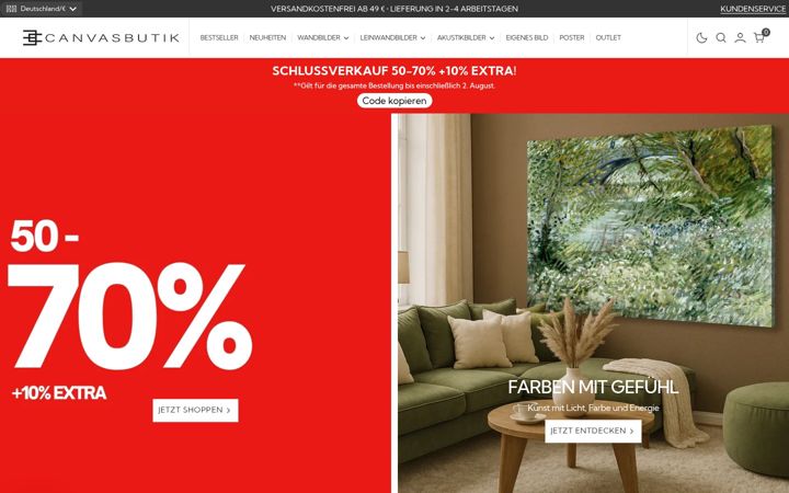 Screenshot of canvasbutik.de