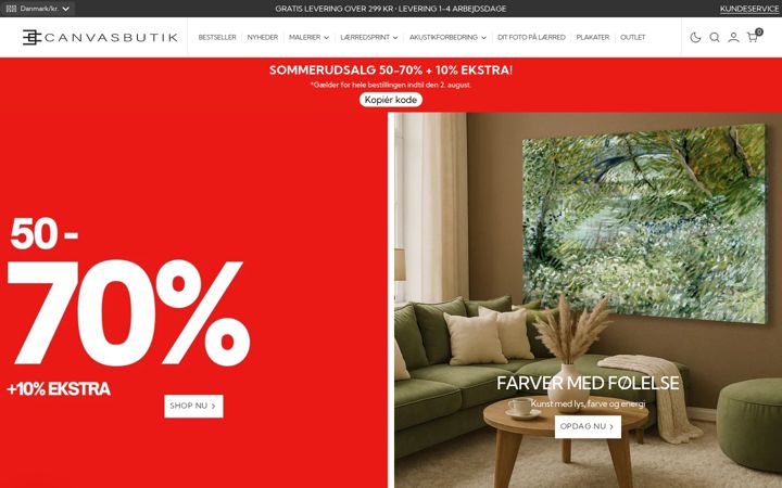 Screenshot of canvasbutik.dk
