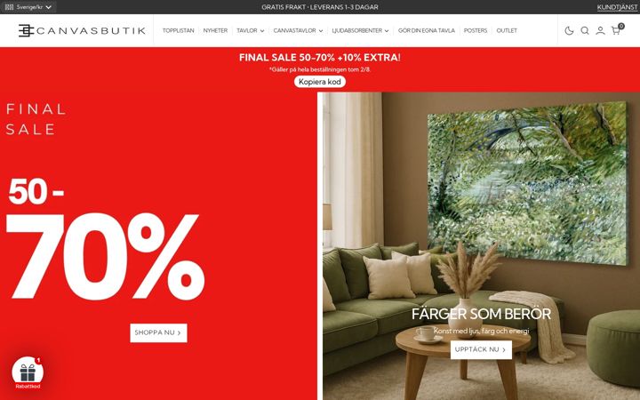 Screenshot of canvasbutik.se