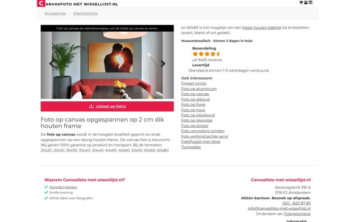 Screenshot von canvasfoto-met-wissellijst.nl