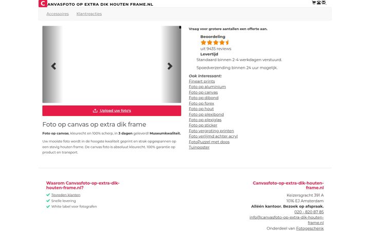 Screenshot of canvasfoto-op-extra-dik-houten-frame.nl