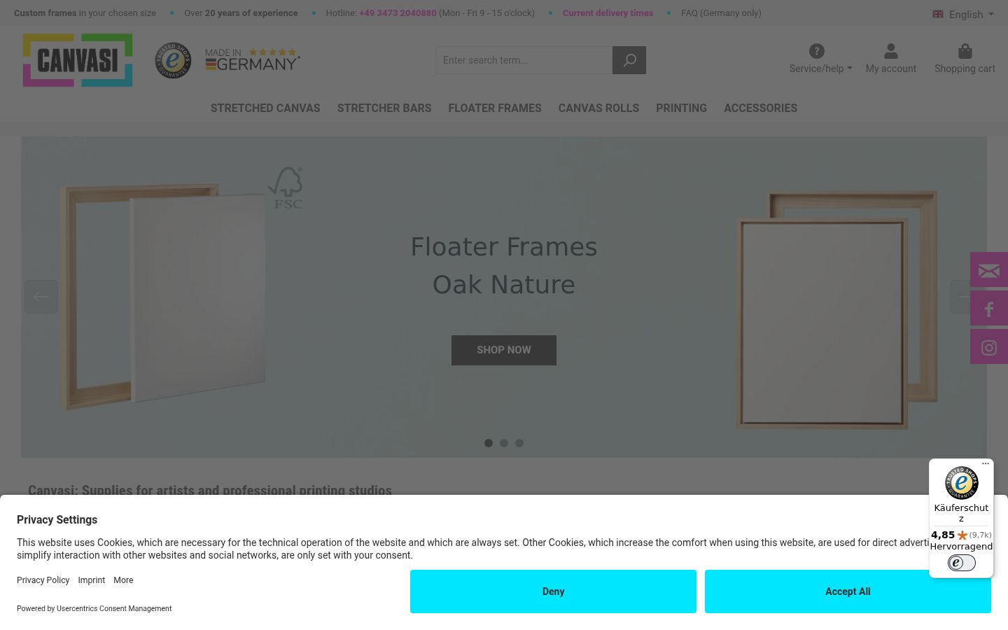 Screenshot del banner di consenso mostrato prima di qualsiasi interazione