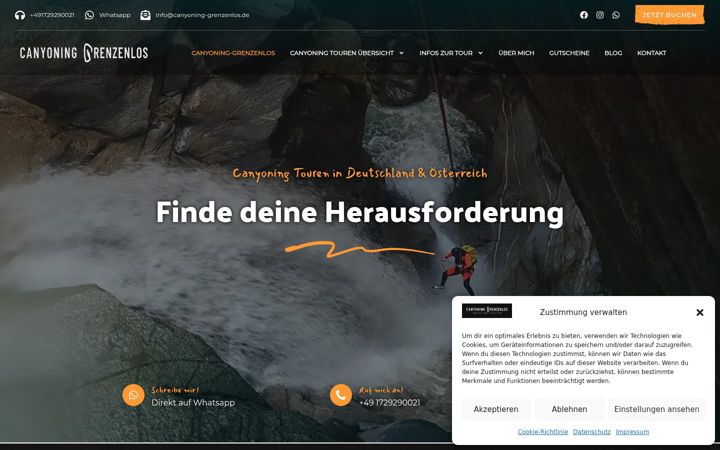Captura de pantalla de canyoning-grenzenlos.de