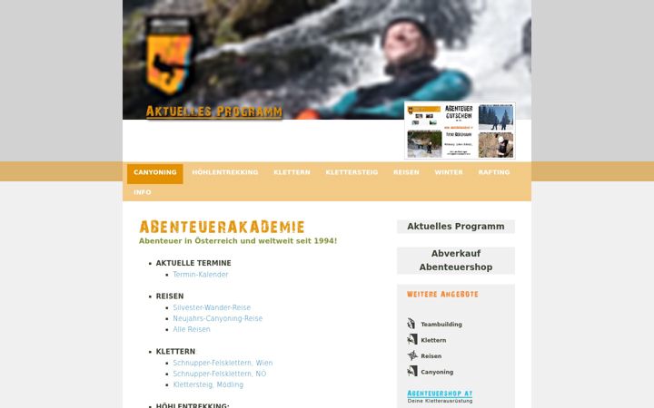 Screenshot of canyoning-in-oesterreich.at