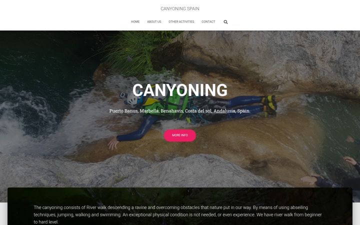 Screenshot of canyoningspain.es