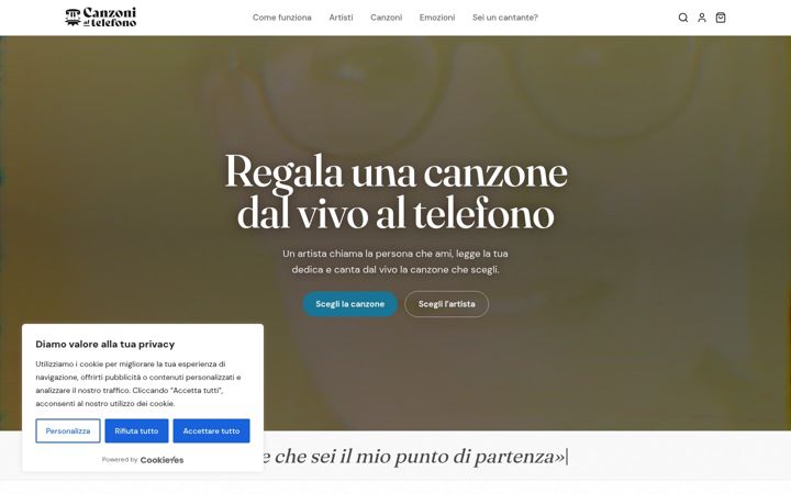 Ekrano kopija canzonialtelefono.it