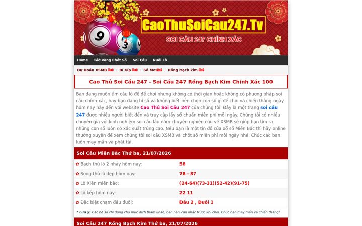 Screenshot of caothusoicau247.tv