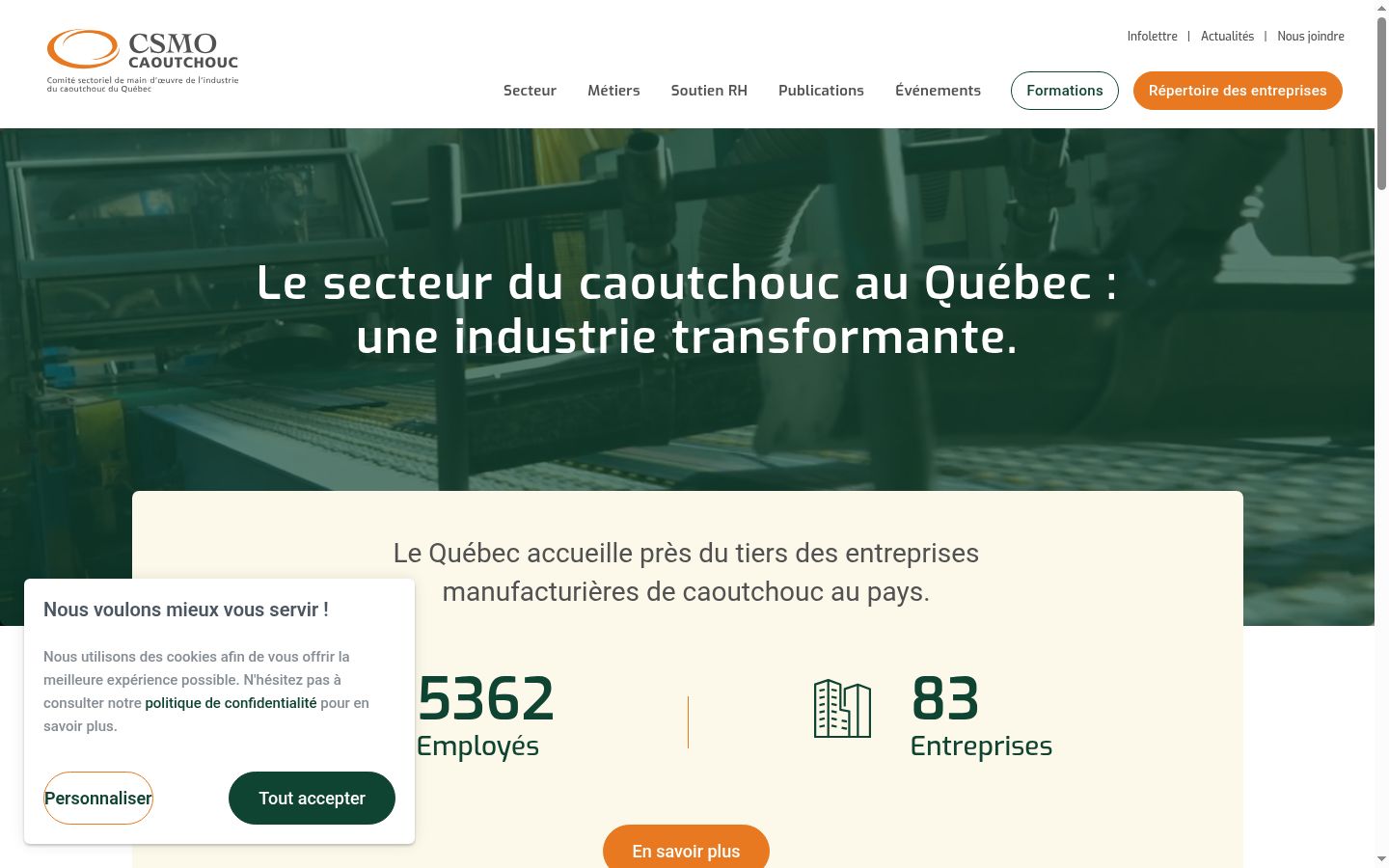 Capture d'écran de la bannière de consentement affichée avant toute interaction