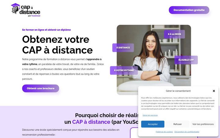 Screenshot of cap-distance.fr