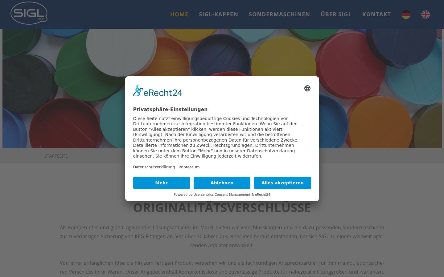 Screenshot of the consent banner shown before any interaction