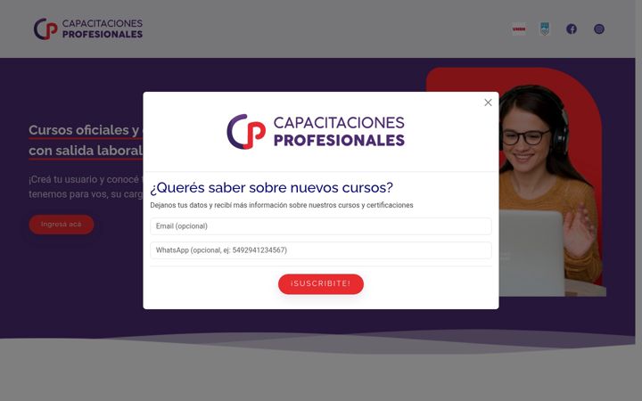 Screenshot of capacitacionesprofesionales.com.ar