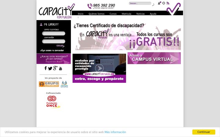 Screenshot of capacityformacion.es