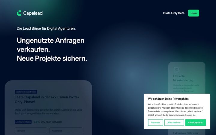 Screenshot of capalead.com