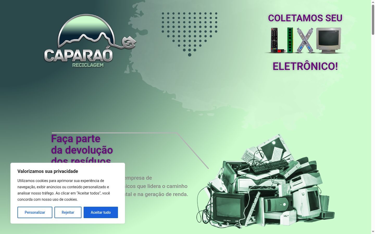 Captura de pantalla del banner de consentimiento mostrado antes de cualquier interacción
