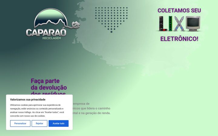 Screenshot of caparaoreciclagem.com.br