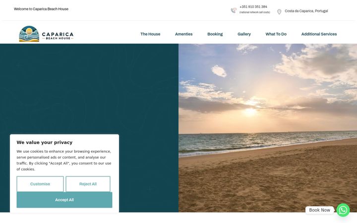 Screenshot of caparicabeachhouse.pt