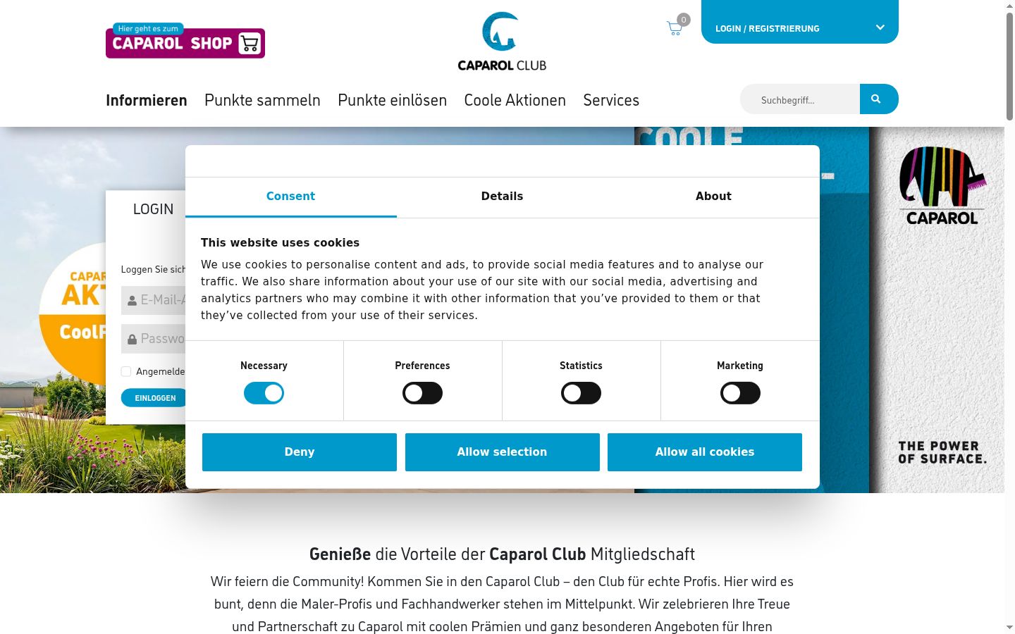 Screenshot του banner συγκατάθεσης που εμφανίστηκε πριν από οποιαδήποτε αλληλεπίδραση