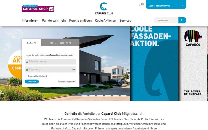 Screenshot of caparol-club.de