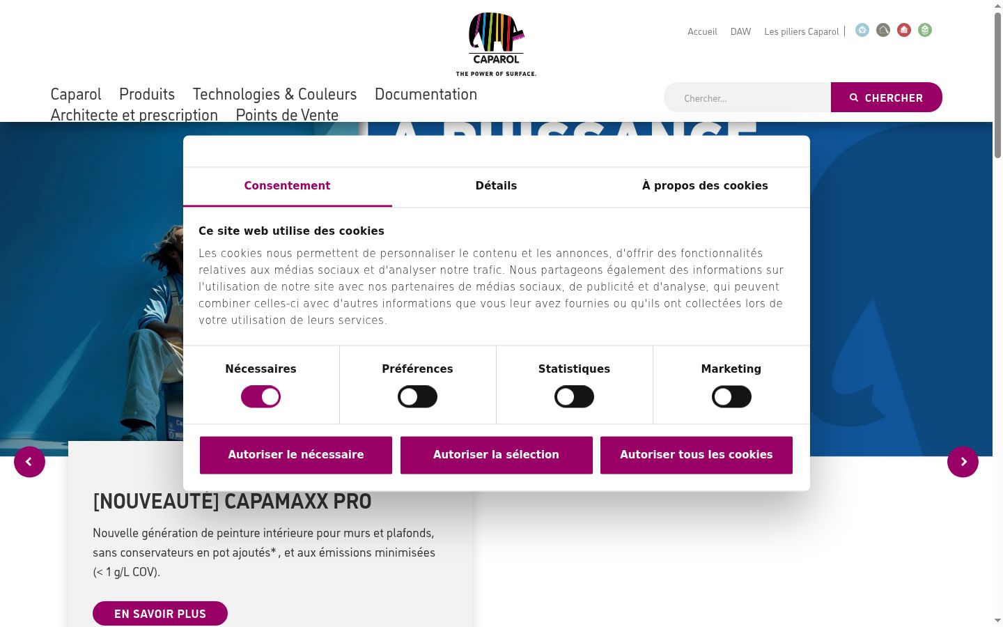 Screenshot of the consent banner shown before any interaction