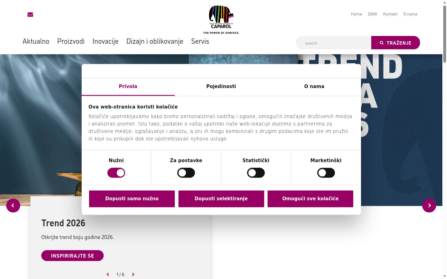 Screenshot van de toestemmingsbanner zoals getoond vóór enige interactie