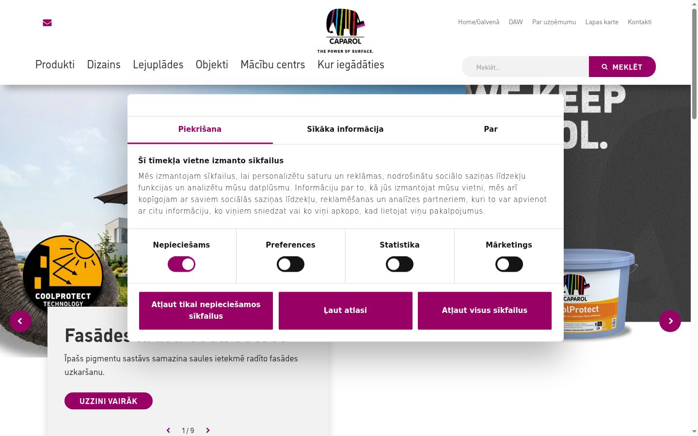 Screenshot of the consent banner shown before any interaction