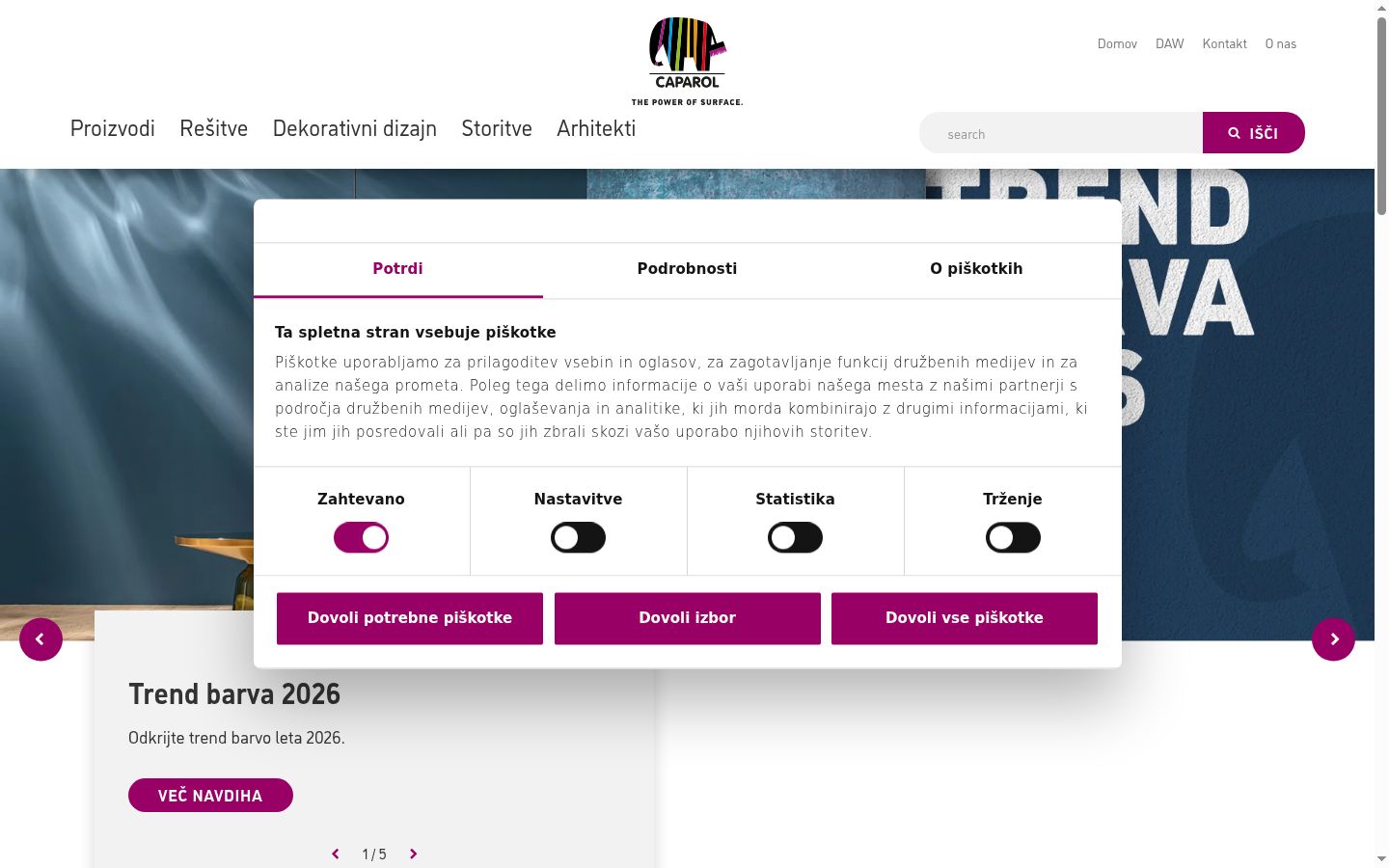 Screenshot des Einwilligungsbanners vor jeglicher Interaktion