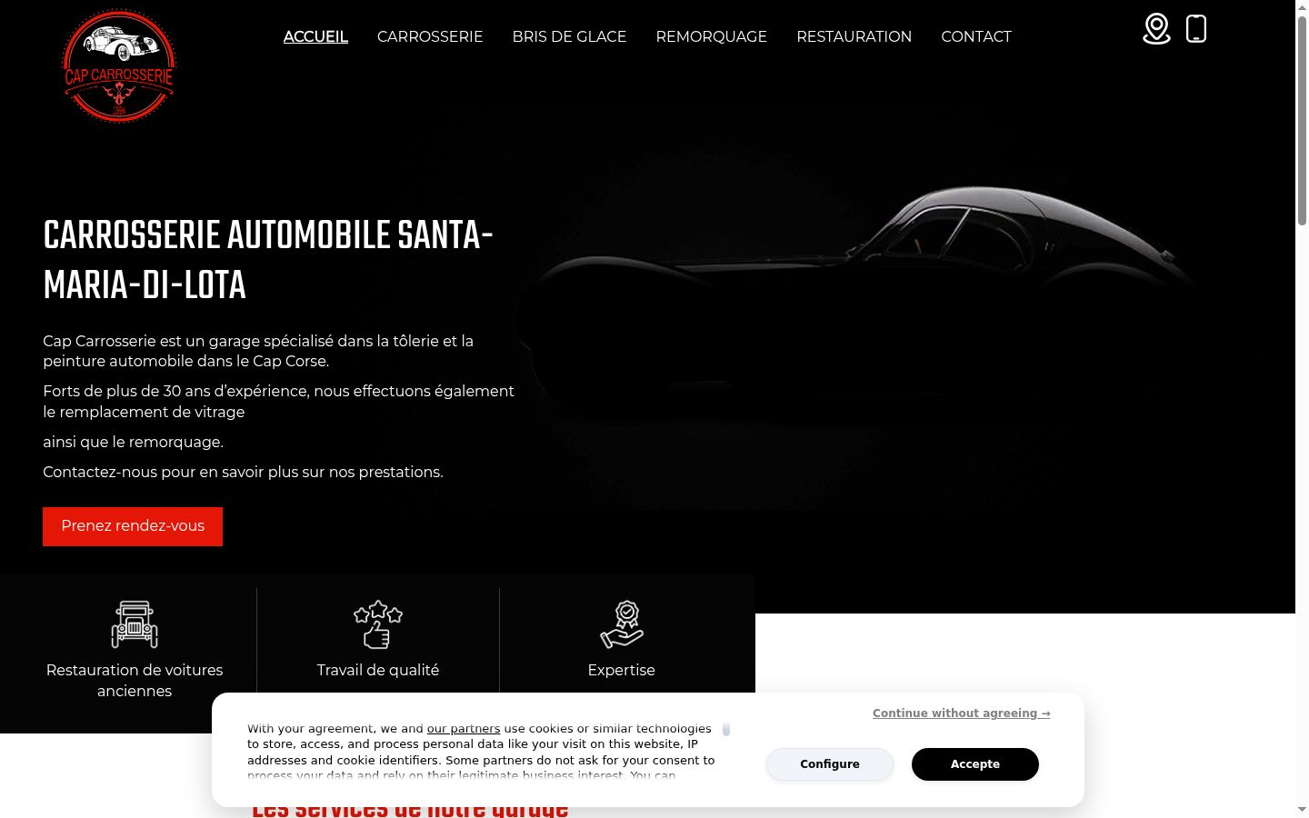 Screenshot del banner di consenso mostrato prima di qualsiasi interazione