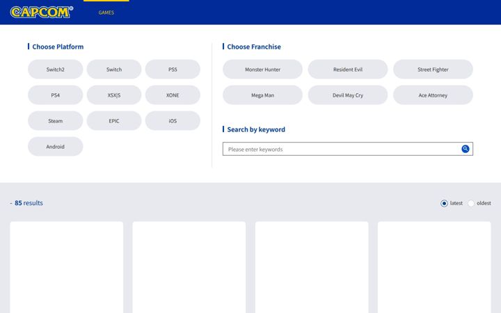 Screenshot of capcom-games.com