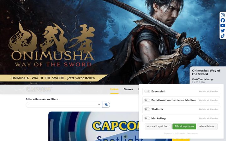 Captura de pantalla de capcom-germany.de