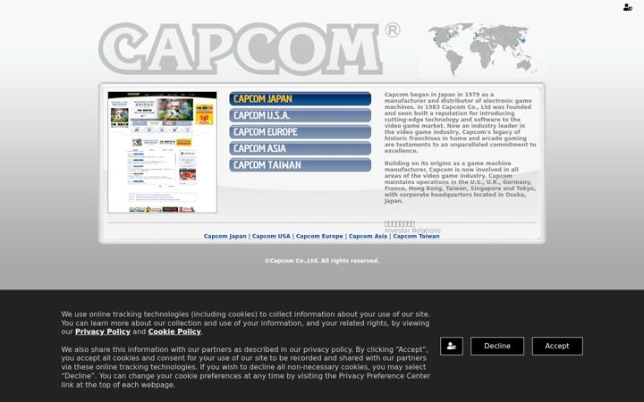 Screenshot of capcom.com