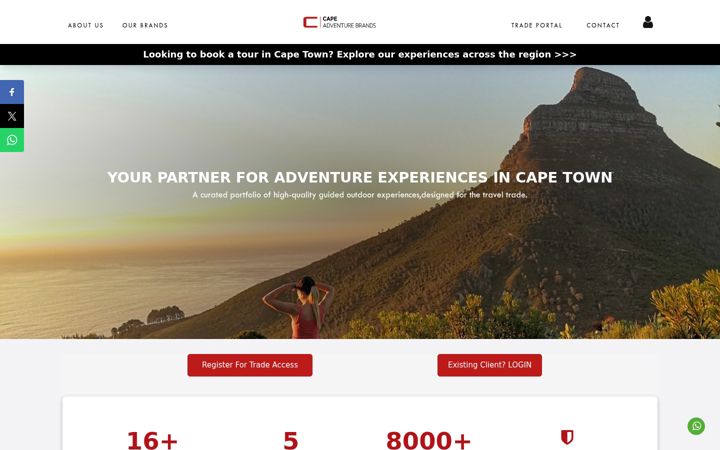 Ekraanipilt saidist capeadventurebrands.co.za
