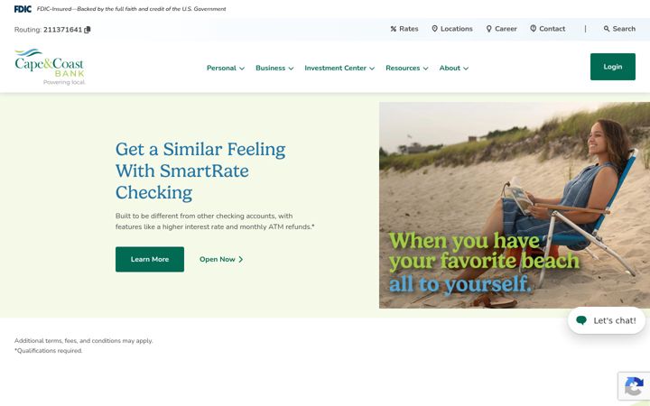 Screenshot of capeandcoastbank.com