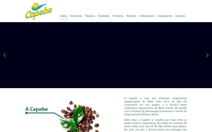 Screenshot stránky capebe.coop.br
