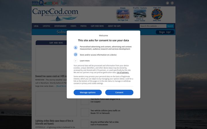 Snímek obrazovky capecod.com