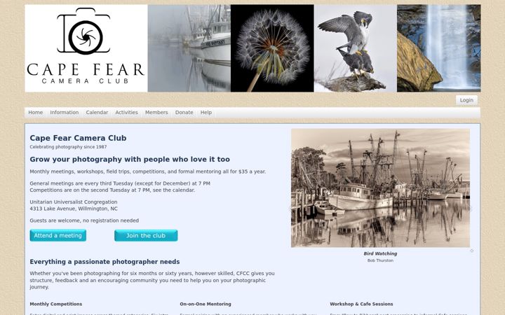 Screenshot of capefearcameraclub.org