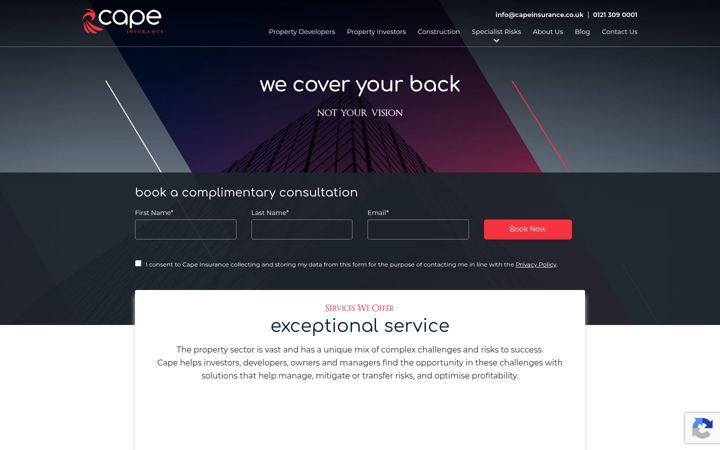 Screenshot of capeinsurance.co.uk
