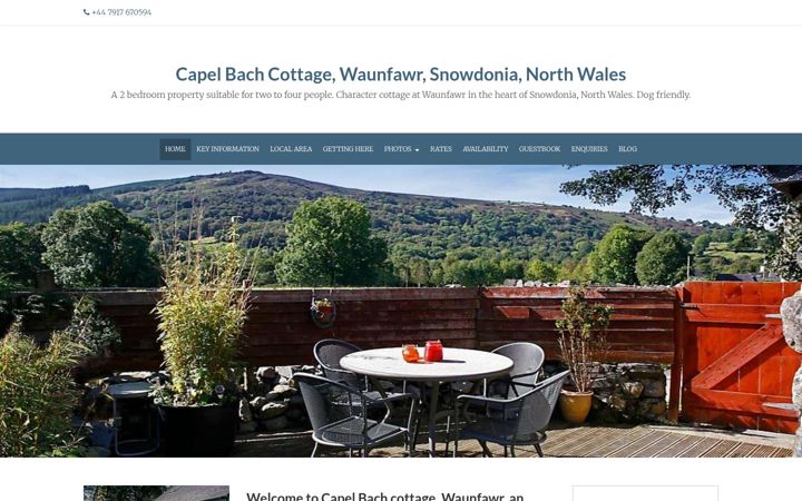 Screenshot of capelbachsnowdonia.co.uk